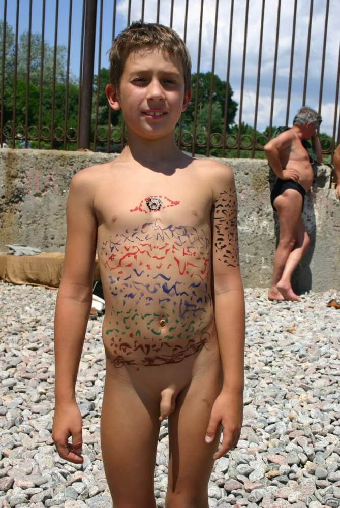 Father and Daughter Painted pics - Naturism and respect for nature
