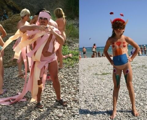 Natural Mud Camouflaging pics - Nudism supports freedom of self-expression and individuality